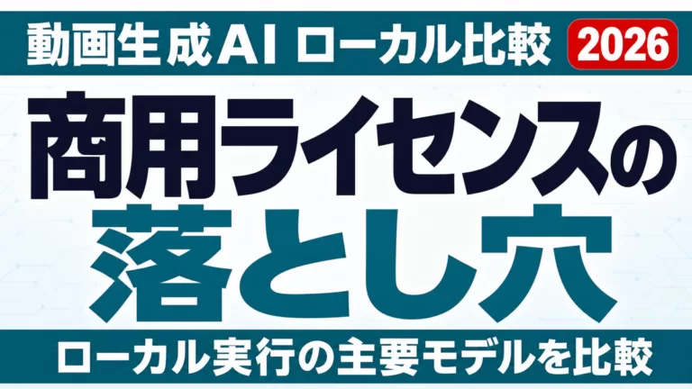 動画生成AIローカル比較｜商用利用ライセンスの落とし穴【2026】