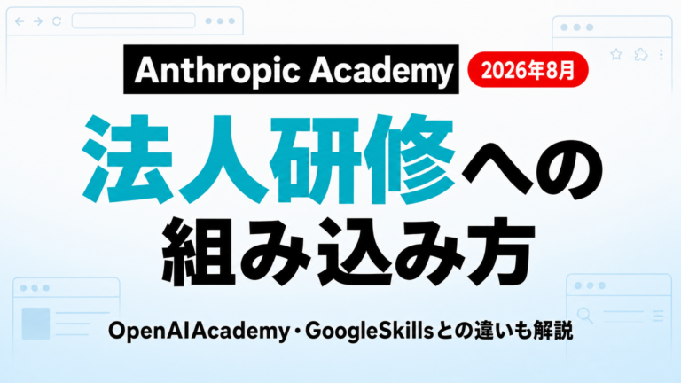 Anthropic Academyとは｜法人研修の組み込み方【2026年8月】