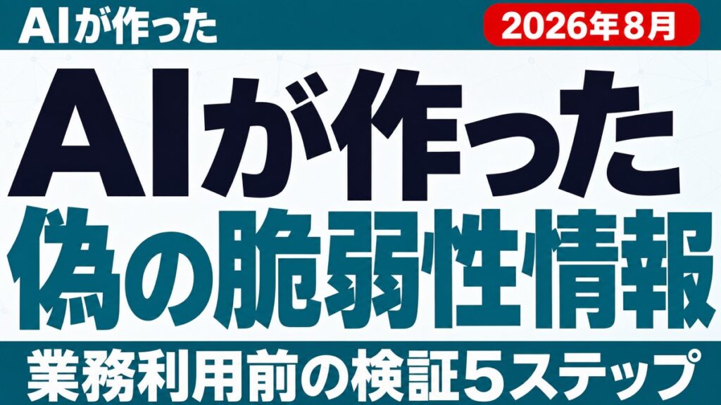 AIが作った偽の脆弱性情報｜業務利用前の検証5ステップ【2026年8月】