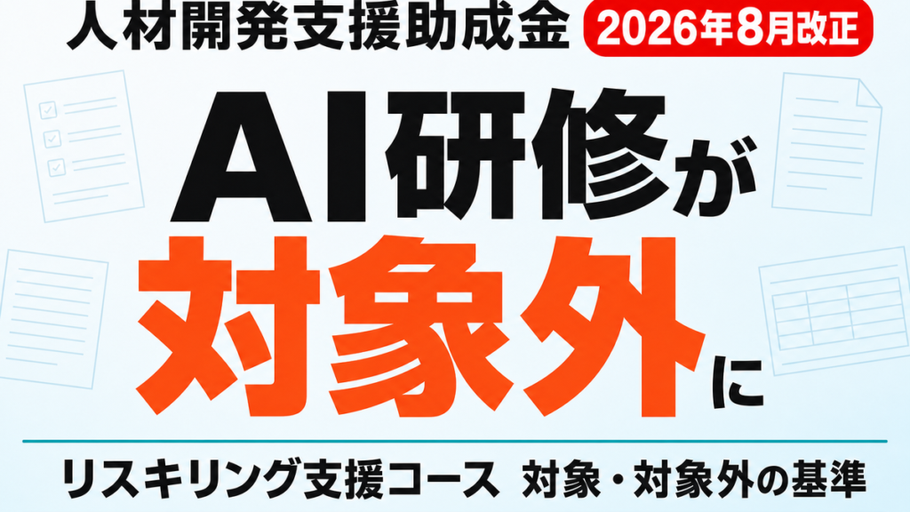 AI研修の助成金が対象外に｜リスキリング支援コース2026年8月改正点