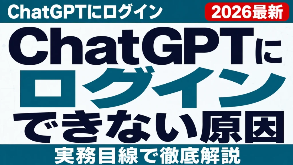 ChatGPTにログインできない原因と対処法【2026年8月】
