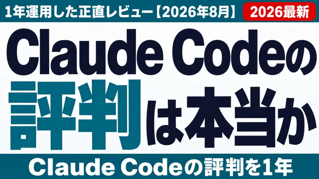 Claude Codeの評判は本当か|1年運用した正直レビュー【2026年8月】