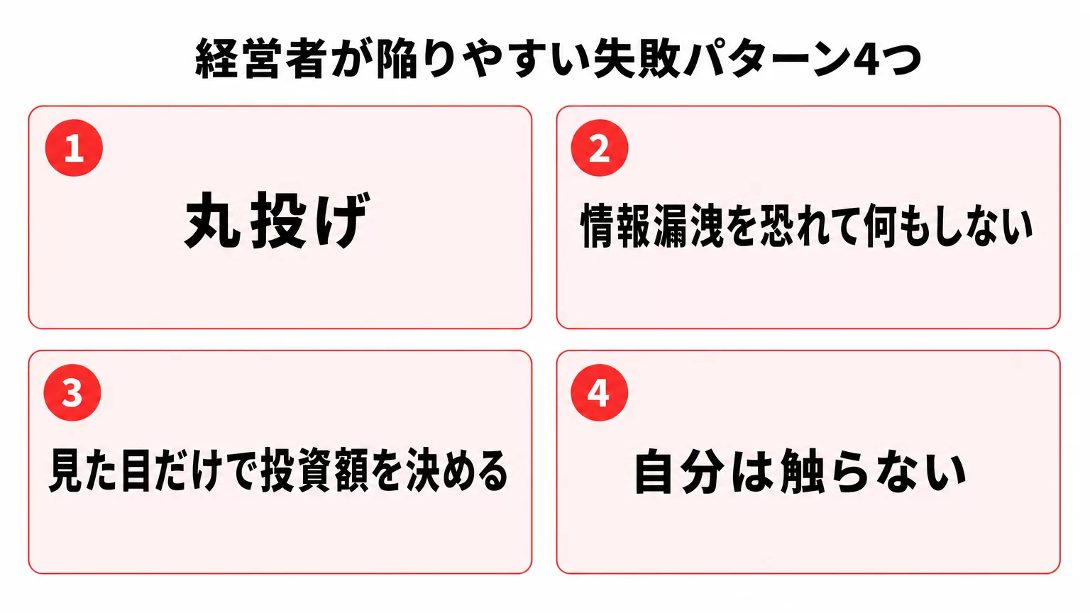 経営者が陥りやすい失敗パターン4つのリスクマップ