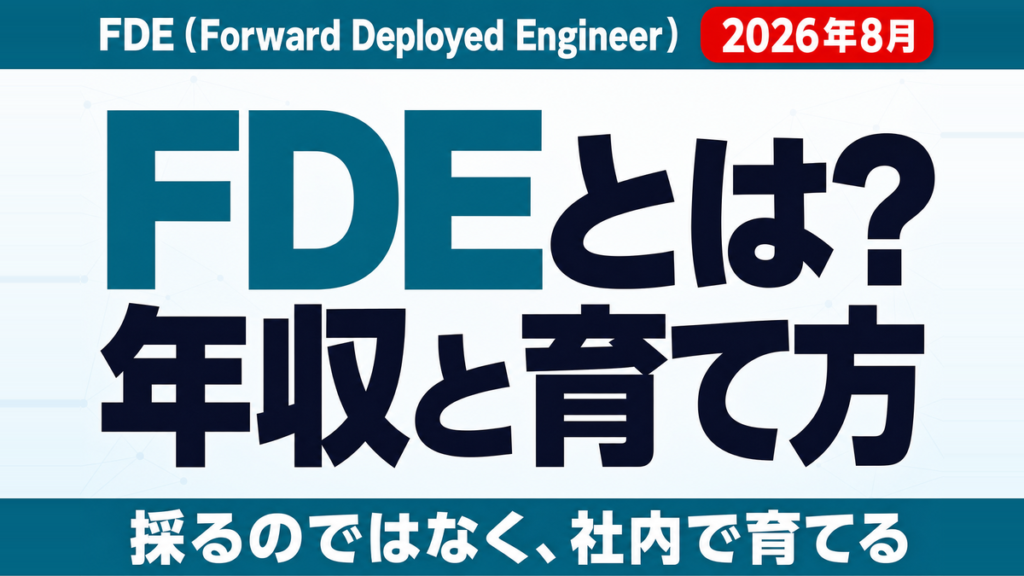 FDEエンジニアとは？年収・仕事内容と社内で育てる方法【2026年8月】