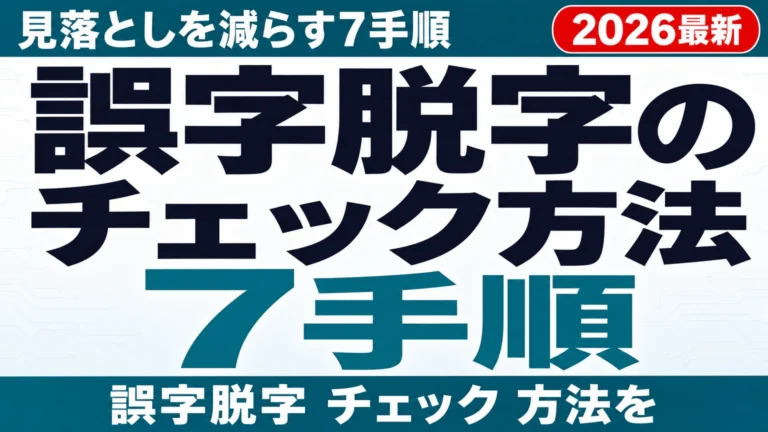 誤字脱字のチェック方法|見落としを減らす7手順とAI【2026年8月】