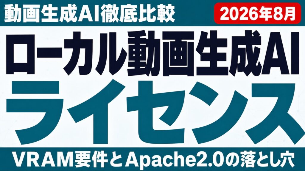 動画生成AIローカル比較｜商用利用ライセンスの落とし穴【2026年8月】