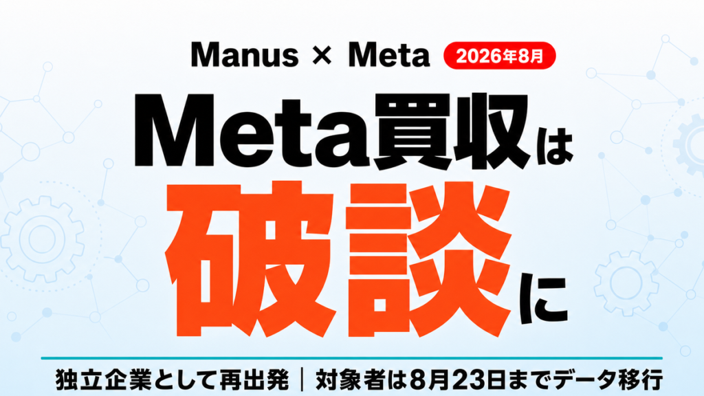 ManusがMetaから独立｜買収破談の理由と8月23日までの対応