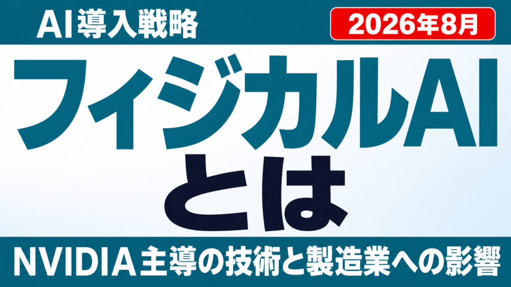 フィジカルAIとは｜NVIDIA主導の技術と製造業への影響【2026年8月】