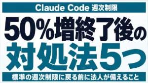 Claude Code週次制限50%増 終了後の対処法5つ 標準の週次制限に戻る前に法人が備えること