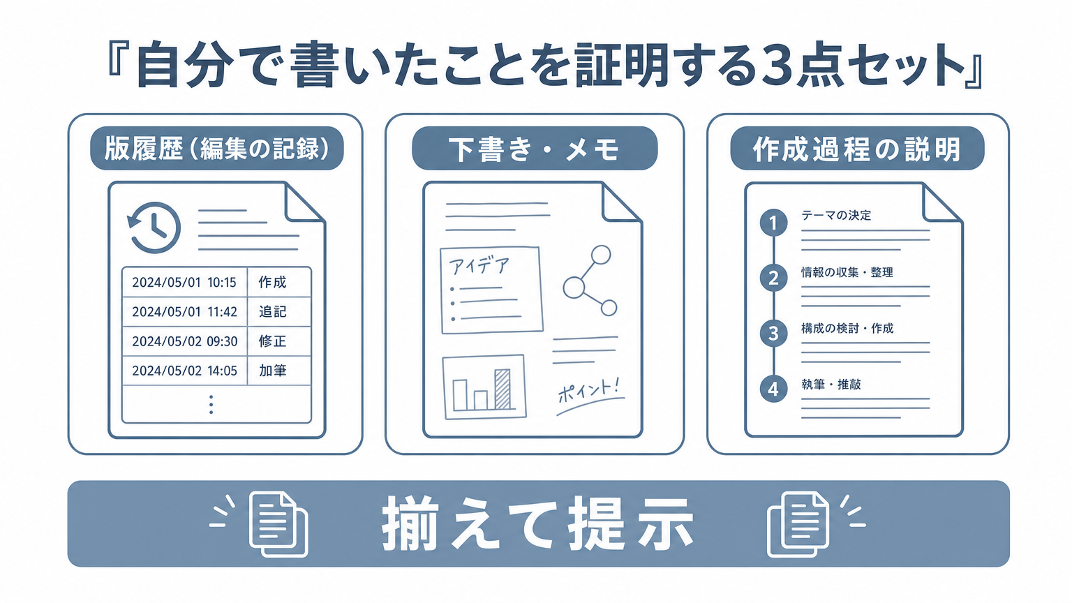 自分で書いたことを証明する3点セットの図解