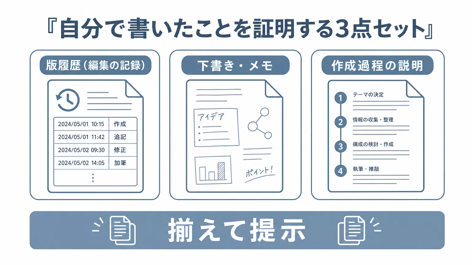 自分で書いたことを証明する3点セットの図解