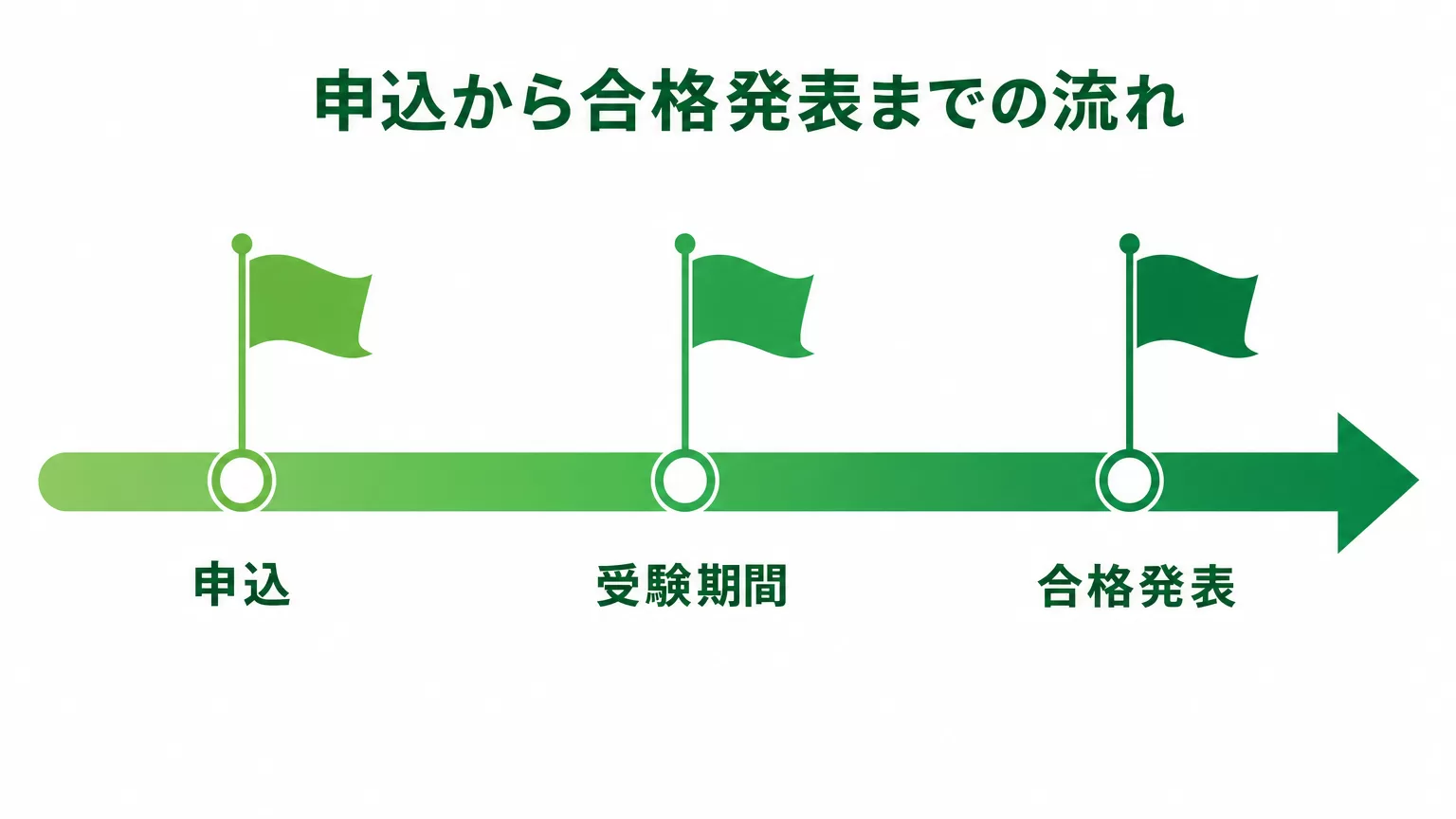 申込から合格発表までの流れのタイムライン図