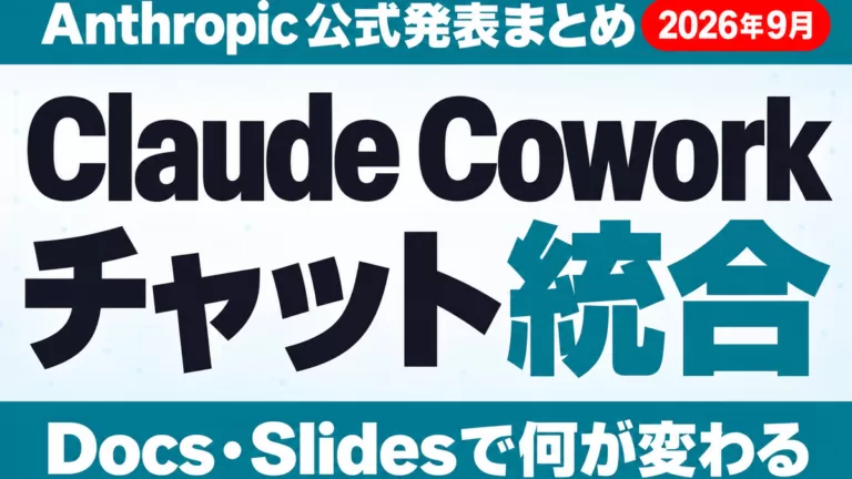 Claude Cowork統合｜Docs・Slidesで何が変わる【2026年9月】