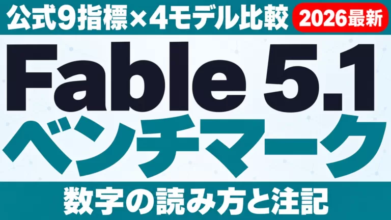 Fable 5.1ベンチマーク9指標｜4モデル比較【2026年9月】