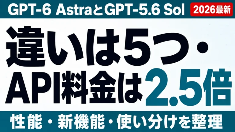 GPT-6 AstraとGPT-5.6 Solの違いは5つ。API料金は2.5倍