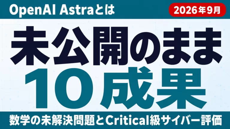 OpenAI Astraとは 数学10成果と重大サイバー評価【2026年9月】
