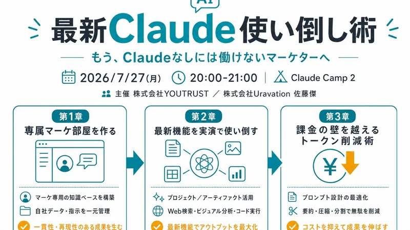 YOUTRUST「ClaudeCamp」の告知ビジュアル